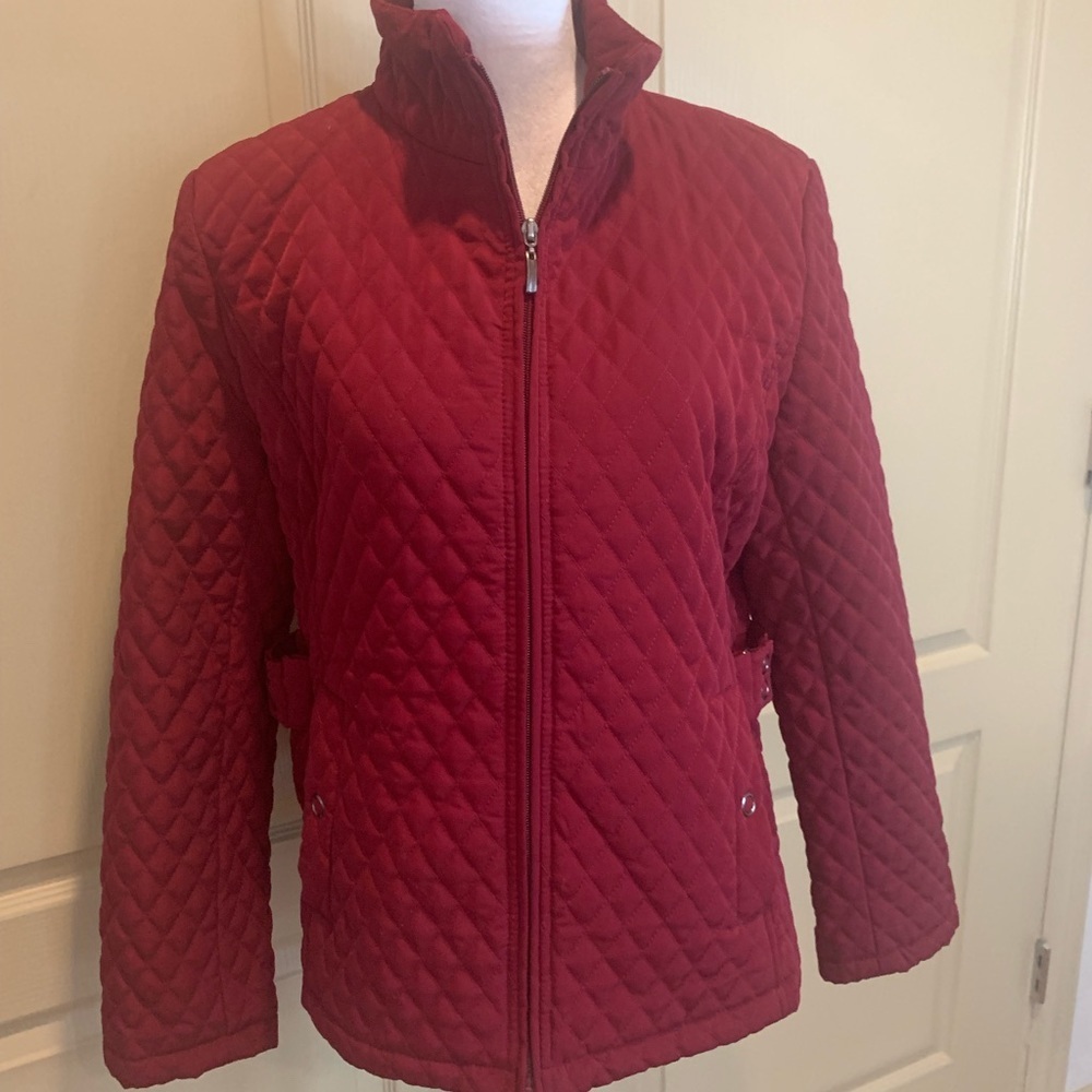 NWOT Giacca Gallery Quilted Dark Maroon Jacket Large